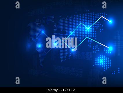 World map technology along with stock graphs On the back is a number code. Refers to the prices of the world's economy that fluctuate all the time. Stock Vector