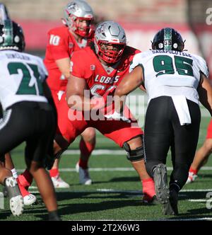 October 21, 2023 - New Mexico Lobos offensive lineman Shancco Matautia #56 during a game between the New Mexico Lobos and the Hawaii Rainbow Warriors at University Stadium in Albuquerque, NM - Michael Sullivan/CSM Stock Photo