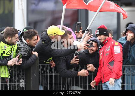 PHILLIP ISLAND, Australia. 22nd Oct, 2023. 2023 Guru by Gryfyn Australian Motorcycle Grand Prix - Francesco Bagnaia (Italy ) racing for Ducati Lenovo meets fans after sprint race was called off at Phillip Island Grand Prix Circuit on October 22, 2023 in Phillip Island, Australia-Image Credit: brett keating/Alamy Live News Stock Photo