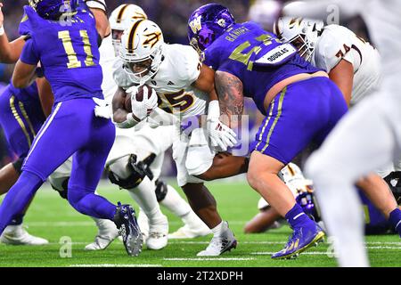 Seattle, WA, USA. 21st Oct, 2023. Arizona State Sun Devils running back DeCarlos Brooks (25) tries to get into the end zone during the NCAA football game between the Arizona State Sun Devils and Washington Huskies at Husky Stadium in Seattle, WA. Steve Faber/CSM/Alamy Live News Stock Photo