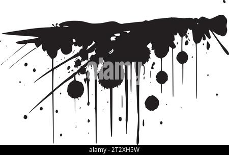 Abstract digital ink splatters, black blobs, grunge illustration. Stock Vector
