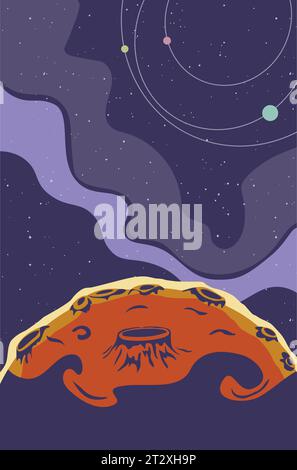 Abstract cartoon outer space background with stars. Stock Vector