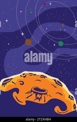 Abstract cartoon outer space background with stars. Stock Vector