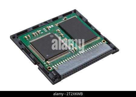 CF card inside. Devices compact flash memory cards. Macro photography Stock Photo