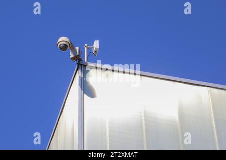 CCTV Security camera for industrial building security camera in the street Stock Photo