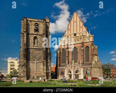Church of Saint Jacobs and Saint Agnes and bell tower in Nysa, Opolskie, Poland Stock Photo