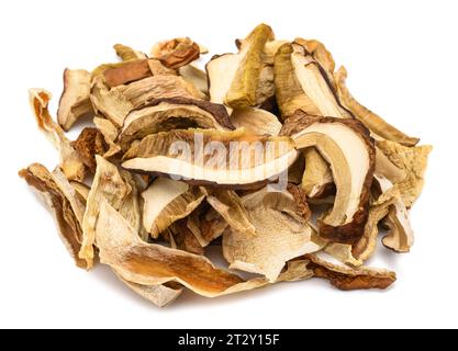 Dried mushrooms porcini isolated on white background Stock Photo