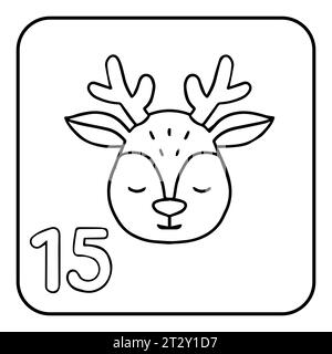 Xmas coloring advent calendar. Hand drawn vector logo Santa's deer Stock Vector