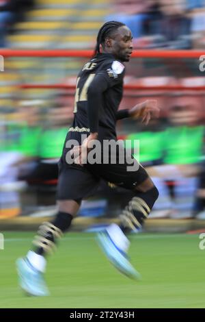 London, UK. 22nd Oct, 2023. Devante Cole #44 of Barnsley during the Sky Bet League 1 match Leyton Orient vs Barnsley at Matchroom Stadium, London, United Kingdom, 21st October 2023 (Photo by Alfie Cosgrove/News Images) in London, United Kingdom on 10/22/2023. (Photo by Alfie Cosgrove/News Images/Sipa USA) Credit: Sipa USA/Alamy Live News Stock Photo