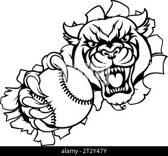 Panther Cougar Jaguar Cat Baseball Softball Mascot Stock Vector