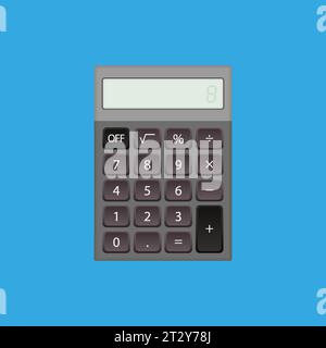 Realistic vector calculator in dark gray color. Vector illustration of calculator. Stock Vector