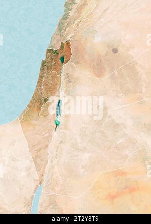 Map of Israel, map and borders, reliefs and lakes. Element of this image is furnished by Nasa. Stock Photo