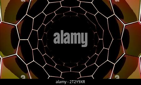 A black moving corridor. Design. Dark background with backlight on the ...
