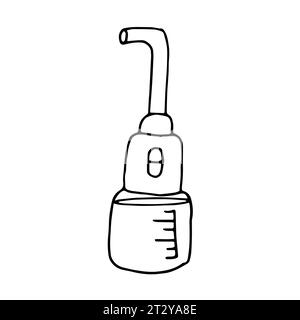 Portable oral irrigator vector outline icon. Water flosser symbol isolated on white background. Vector illustration Stock Vector