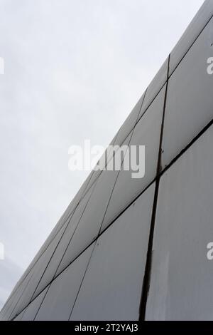 Facade of modern building on Diagonal Mar in Barcelona, Catalunya ...