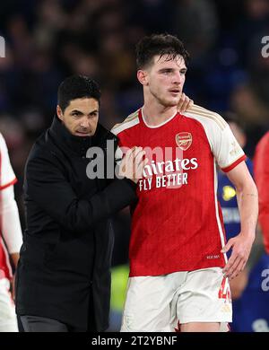 Arsenal manager Mikel Arteta with Declan Rice after he is substituted ...