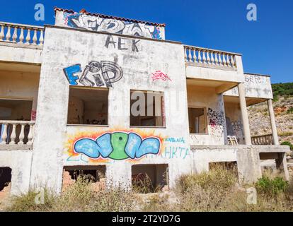 Derelict villal in the mountains of northern Corfu above Paleokastritsa - Ionian Islands Greece Stock Photo