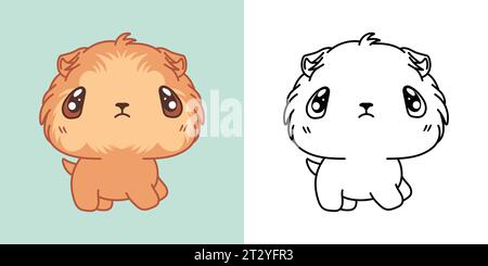 Clipart Isolated Guinea Pig Multicolored and Black and White. Cute Cartoon Baby Pet. Cute Vector Illustration of a Kawaii Pet for Prints for Clothes Stock Vector