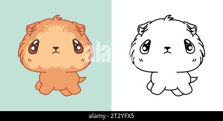 Cute Isolated Guinea Pig Clipart Illustration and Black and White. Funny Isolated Baby Pet. Isolated Vector Illustration of a Kawaii Pet for Prints Stock Vector