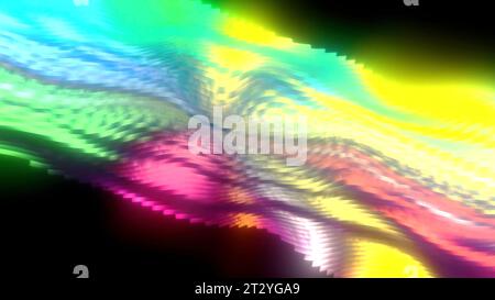 Abstract wind fluttering on a black background, rainbow colors. Motion. Spinning colorful shapes. Stock Photo