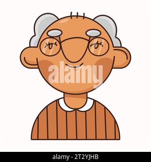 Avatar of senior elderly man isolated Stock Vector