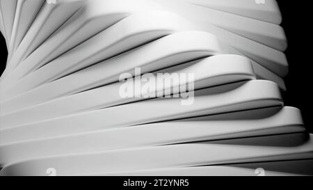 Abstract spinning tower formed by the tiles. Design. Vertical rotating spiral. Stock Photo