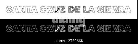 Santa Cruz de la Sierra City Name (Bolivia, South America) with black white city map illustration vector Stock Vector