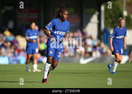 London, UK. 22nd Oct, 2023. London, October 22nd 2023: Kadeisha Buchanan (26 Chelsea) during the Barclays FA Womens Super League game between Chelsea and Brighton Hove Albion at Kingsmeadow, London, England. (Pedro Soares/SPP) Credit: SPP Sport Press Photo. /Alamy Live News Stock Photo