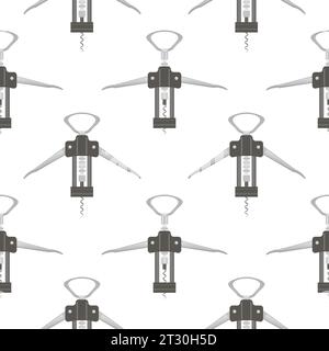 Vector Opener for Bottle Icon Isolated on White Background. Modern Corkscrew Seamless Pattern Stock Vector