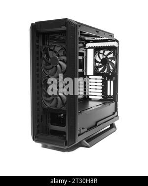 Open system unit case with fans of a personal computer. Stock Photo