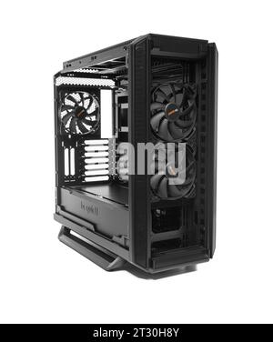 System unit case be quiet silent base 802 on white background. Stock Photo
