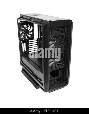 Open system unit case with fans of a personal computer. Stock Photo