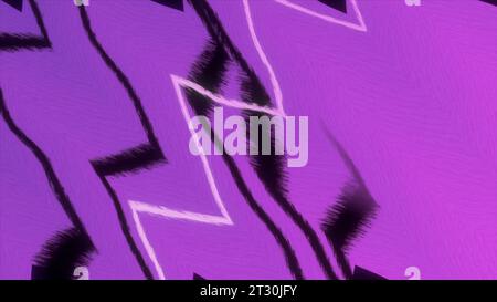 Purple and blue background. Motion. White and black stripes drawing patterns in computer animation. Stock Photo