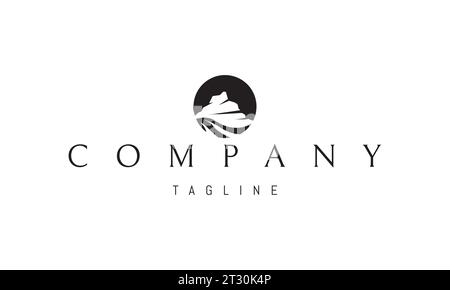 A vector logo with an abstract image of a mountain with a river at its base. Stock Vector