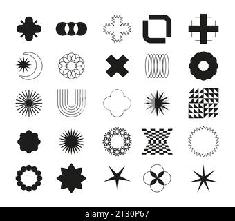 Brutalist punk shapes, modern geometric elements. Graphic forms in the style of minimalism. characters Y2K. Stock Vector