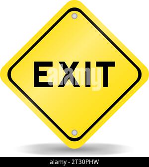 Yellow color transportation sign with word exit on white background Stock Vector