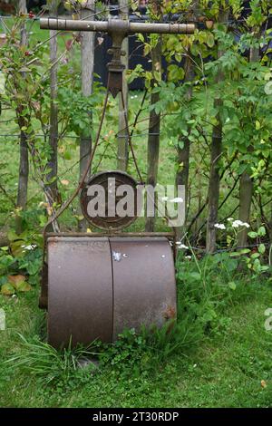 Vintage grass roller Stock Photo