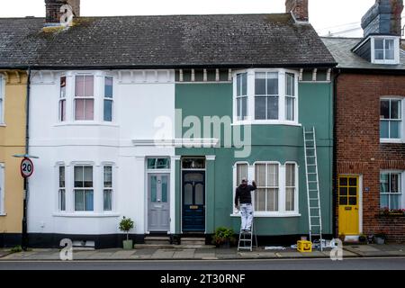 A Painter and Decorator Working In The Town of Lewes, East Sussex, UK. Stock Photo
