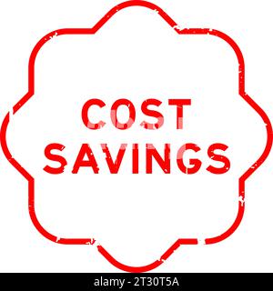 Grunge red cost savings word rubber seal stamp on white background Stock Vector