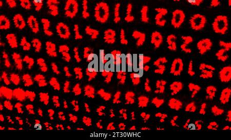 Red Numbers Fuzzy Red code appearing. Motion. Translucent numbers that are written in a ...