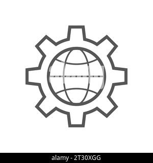 Global setting icon. Perfect use for print media, web, stock images, commercial use or any kind of design project. Editable Stroke. EPS 10 Stock Vector