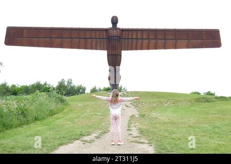Angel of the north statue in Newcastle, UK, England Stock Photo