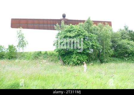 Angel of the north statue in Newcastle, UK, England Stock Photo