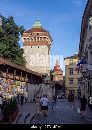 city wall beside St. Florian's Gate, Krakow, Poland Stock Photo