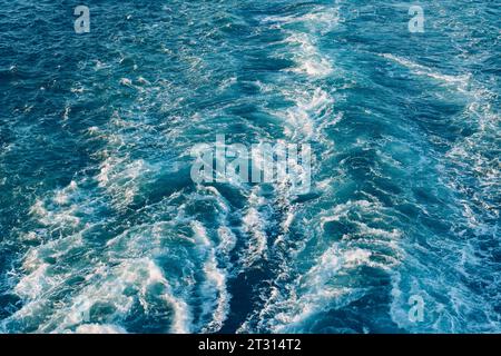 View from the Ferry Cruise Ship Boat to the Mediterranean Sea in Italy Stock Photo