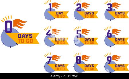 Countdown badges, marketing promotional stickers for sale. Special prices or discount count time. Shopping stores, market neoteric vector stickers Stock Vector