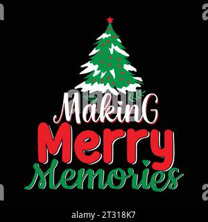Merry Christmas Magic Tshirt Design with Festive Lettering Typography Stock Vector