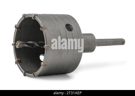 Concrete crown with carbide tips for a hammer drill isolated on a white background Stock Photo