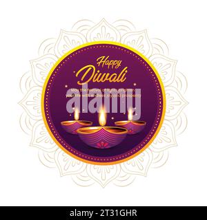 Indian festival Happy Diwali background with illuminated diyas and mandala decoration. Holiday Background, Diwali celebration, diwali unit design. Stock Vector