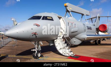 Bombardier Global Express - Saab GlobalEye, on static display at the 2023 Royal International Air Tattoo. Stock Photo